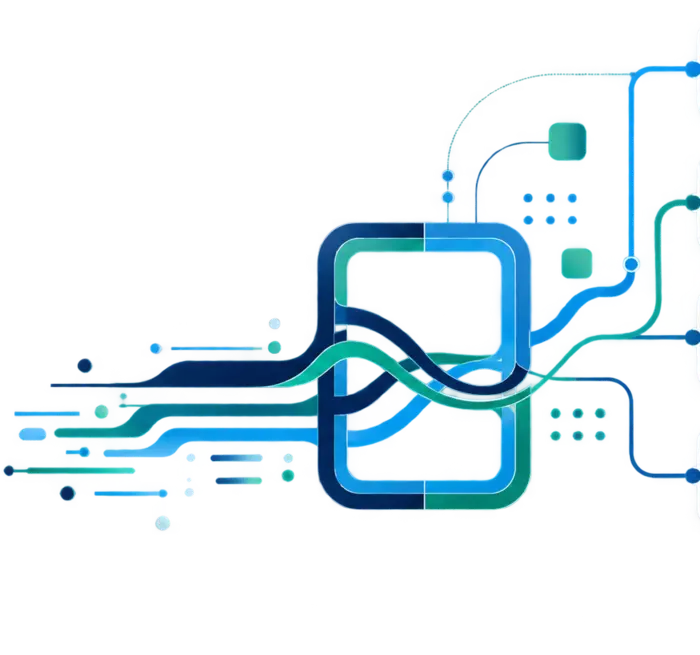 Data streams converging into the Blendification platform mark